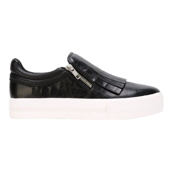 Ash King Kiltie Fringe Black Croc Embossed Leather Sneakers Size 40 - Picture 1 of 11